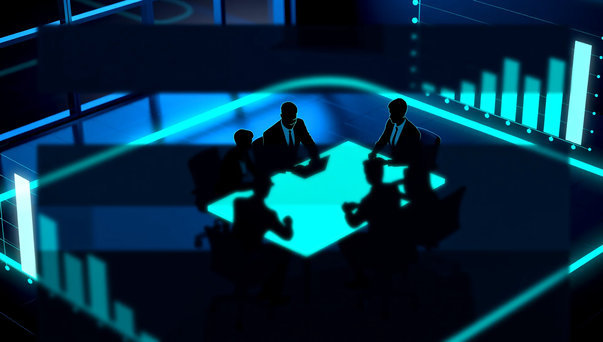 Team of Canadian business professionals in a collaborative workshop discussing digital transformation and AI change management strategies in modern conference room