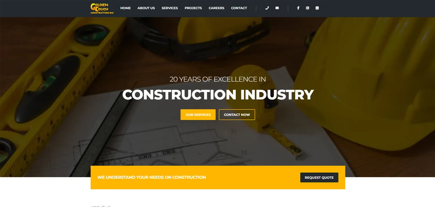 Golden Touch Construction website built by ArcBeta