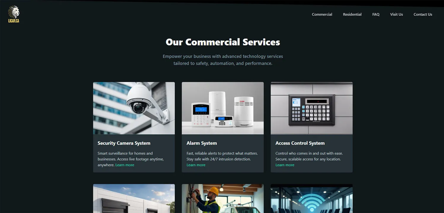 LIGAR Smart Security & Automation website built by ArcBeta